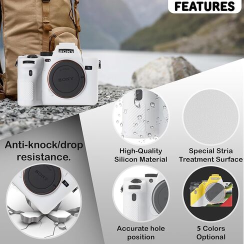 Camera Case for Sony A7SIII A7siii A7S3- Protective Silicone DSLR Skin Cover, Detachable Cage, Shockproof, Dustproof (White) in Saudi Arabia