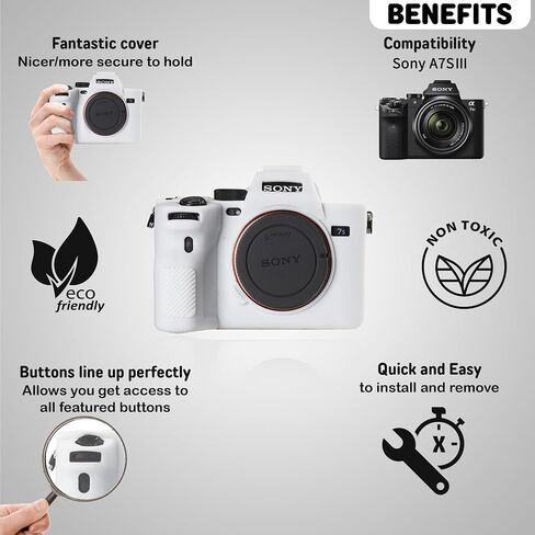 Camera Case for Sony A7SIII A7siii A7S3- Protective Silicone DSLR Skin Cover, Detachable Cage, Shockproof, Dustproof (White) in Saudi Arabia
