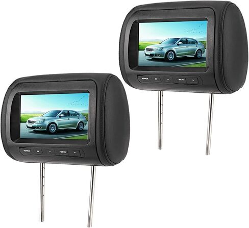 شاشة LCD لمسند الرأس مقاس 7 بوصات، قطعتان، تحكم، قابلة للتعديل، شاشة فيديو، أسود in Saudi Arabia