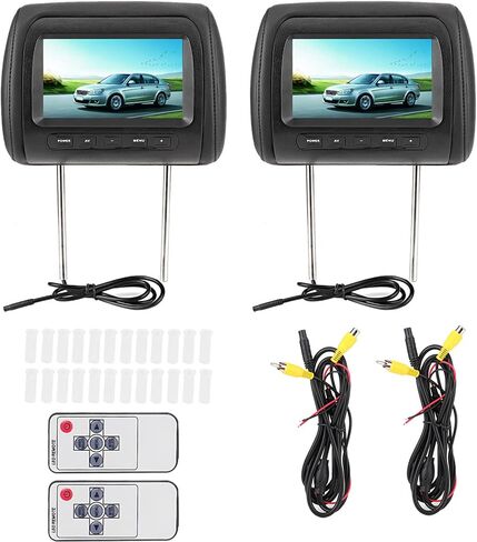 شاشة LCD لمسند الرأس مقاس 7 بوصات، قطعتان، تحكم، قابلة للتعديل، شاشة فيديو، أسود in Saudi Arabia