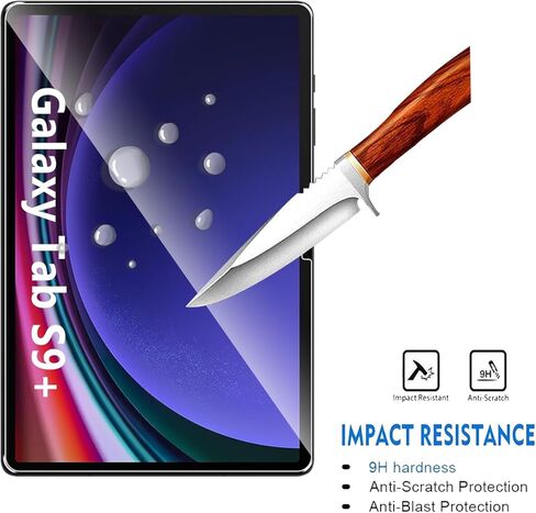 عبوتان متوافقتان مع واقي شاشة Samsung Galaxy Tab S10 Plus/S9 Plus/S8 Plus، تغطية كاملة لطبقة من الزجاج المقوى 9H، مقاومة عالية الوضوح للخدش، خالية من الفقاعات لواقي شاشة Samsung Galaxy Tab S9 Plus in Kuwait
