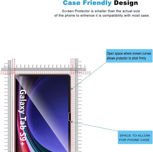 عبوتان متوافقتان مع واقي شاشة Samsung Galaxy Tab S10 Plus/S9 Plus/S8 Plus، تغطية كاملة لطبقة من الزجاج المقوى 9H، مقاومة عالية الوضوح للخدش، خالية من الفقاعات لواقي شاشة Samsung Galaxy Tab S9 Plus in Kuwait