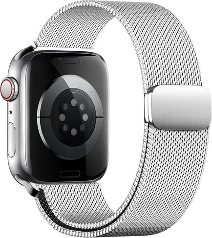 متوافق مع سوار ساعة Apple Series 9، Ultra 2، SE، حزام مغناطيسي من الفولاذ المقاوم للصدأ، حلقة رياضية شبكية معدنية لسوار iWatch 38 مم 40 مم 41 مم 42 مم 44 مم 45 مم 49 مم سلسلة 8/7/6/5/4/3/2/1 للنساء والرجال in Kuwait
