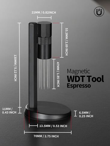 Magnetic WDT Tool Espresso,espresso distribution tool with 0.35MM Needles,Adjustable Espresso Stirrer for Barista,Premium Espresso Accessories(8 Replacement Needle) in Saudi Arabia