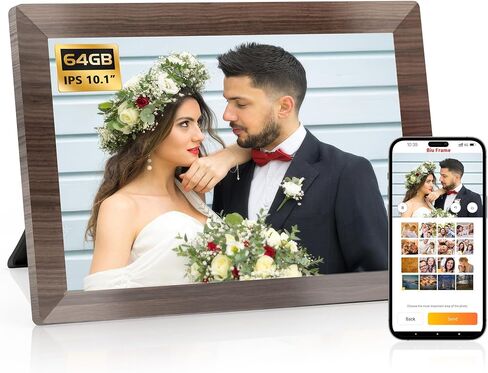 إطار صور رقمي واي فاي مقاس 10.1 بوصة، إطار صور سحابي ذكي مع مساحة تخزين 64 جيجابايت، إعداد سهل لمشاركة الصور أو مقاطع الفيديو عبر تطبيق Biufarme، تدوير تلقائي in Kuwait