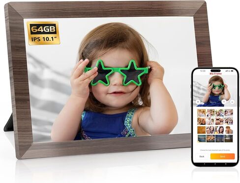 إطار صور رقمي واي فاي مقاس 10.1 بوصة، إطار صور سحابي ذكي مع مساحة تخزين 64 جيجابايت، إعداد سهل لمشاركة الصور أو مقاطع الفيديو عبر تطبيق Biufarme، تدوير تلقائي in Kuwait