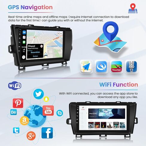 2 + 64G لـ 2010-2015 Toyota Prius Android Car Stereo 9 بوصة تعمل باللمس راديو السيارة اللاسلكي Carplay Android Auto دعم GPS Navigation WiFi Bluetooth FM EQ كاميرا احتياطية in Saudi Arabia