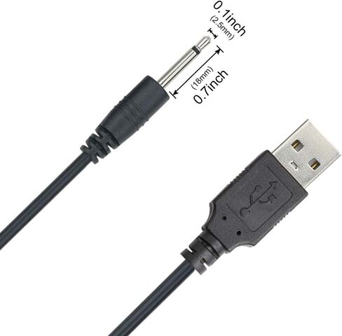 سلك محول USB 2.5 ملم بديل كابل شحن DC كابل شحن USB سريع - (أسود 2 حزمة) in Saudi Arabia