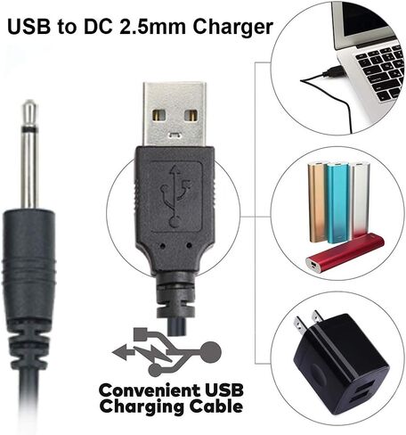 سلك محول USB 2.5 ملم بديل كابل شحن DC كابل شحن USB سريع - (أسود 2 حزمة) in Saudi Arabia