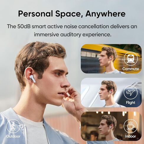 realme True Wireless Buds Air 6 Pro, 11mm Dynamic Drivers and 6mm Tweeter, 40 Hrs Play Time, 50 dB ANC, LHDC, 55ms Low Latency, 3D Spatial Sound, IP55 Water Resistant, Bluetooth 5.3, Silver in Kuwait