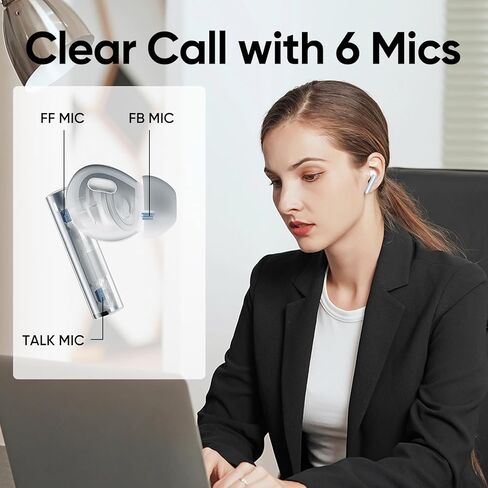 realme True Wireless Buds Air 6 Pro, 11mm Dynamic Drivers and 6mm Tweeter, 40 Hrs Play Time, 50 dB ANC, LHDC, 55ms Low Latency, 3D Spatial Sound, IP55 Water Resistant, Bluetooth 5.3, Silver in Kuwait