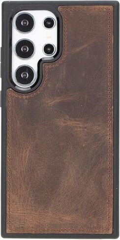 Bayelon Wallet Case Compatible with Galaxy S25 Ultra, Genuine Leather Flip Case, Leather Case with Card Holder, RFID Blocking Magnetic Phone Wallet Case (Vintage Brown) in Kuwait