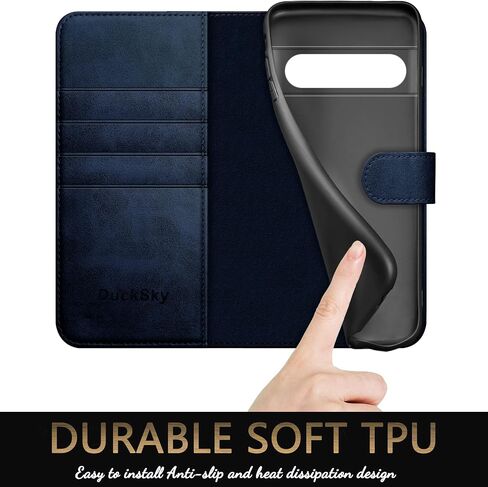 for Google Pixel 7 Pro Genuine Leather Wallet case 【RFID Blocking】【4 Credit Card Holder】【Real Leather】 Flip Folio Book Phone case Protective Cover Women Men for Pixel 7Pro case Dark Blue in Saudi Arabia