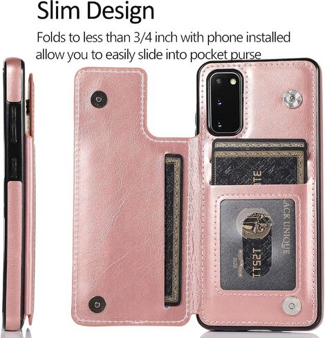 ZYZX Samsung Galaxy S10 Lite (2020) Cash Wallet Case, Galaxy M80S PU Leather Kickstand Card Holder Slots Case Double Clasp and Durable Shockproof Phone Cover for Samsung Galaxy A91 Pink-SK in Kuwait