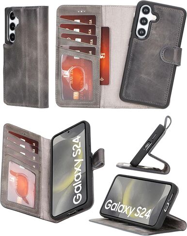 Bayelon Wallet Case Compatible with Galaxy S25 Ultra, Genuine Leather Flip Case, Leather Case with Card Holder, RFID Blocking Magnetic Phone Wallet Case (Vintage Brown) in Kuwait