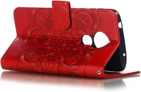 LEECOCO Moto G7 Power Case Mandala Embossing Luxury PU Leather Flip Notebook Wallet Bookstyle Magnetic Stand Card Slot Folio Bumper Protection Cover for Motorola Moto G7 Power Mandala Red LD in Kuwait