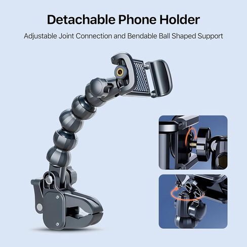 حامل هاتف بمرآة الرؤية الخلفية من SOOPII، مشبك هاتف قابل للدوران وقابل للسحب وتعديل متعدد الزوايا لهاتف lPhone15 وGalaxyS24 والمزيد من الأجهزة مقاس 4-7 بوصة in Kuwait