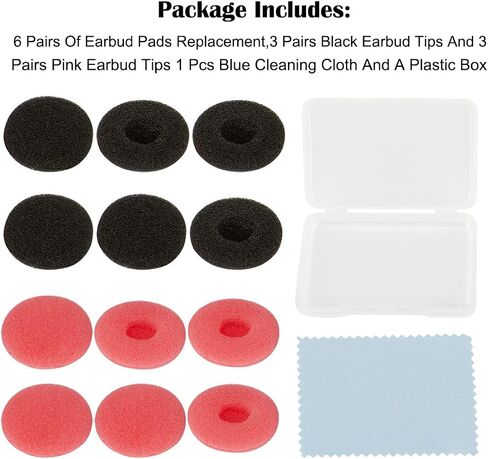 Earbud Tips Foam Ear Tips Replacement Earbud Tips Earbud Replacement Tips Earbud Tip Ear Bud Replacement Pieces Silicone Compatible with Sennheiser MX500 Earphones Earbuds Black+Pink 6 Pairs in Saudi Arabia