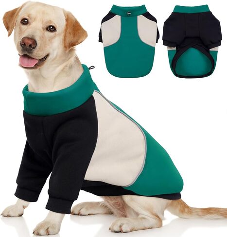 Kuoser Dog Sweatshirt, Dog Fleece Sweater Warm Dog Winter Coat Cold Weather Dog Clothes Boy Girl Dog Sweaters for Small Medium Large Size Dogs Pet Puppy Pullover Sweatshirt with Reflective Stripes in Saudi Arabia