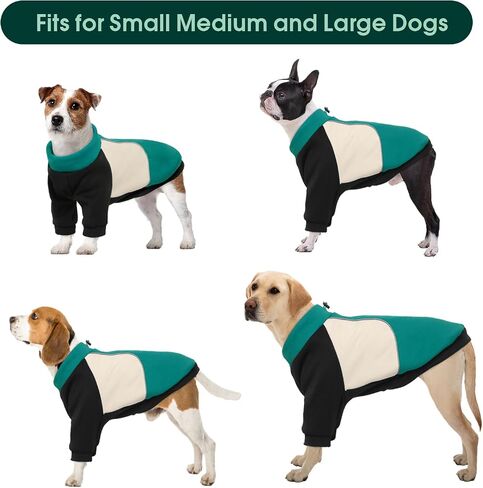 Kuoser Dog Sweatshirt, Dog Fleece Sweater Warm Dog Winter Coat Cold Weather Dog Clothes Boy Girl Dog Sweaters for Small Medium Large Size Dogs Pet Puppy Pullover Sweatshirt with Reflective Stripes in Saudi Arabia