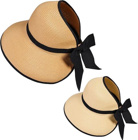 Straw Sun Visor Hats for Women, Ponytail Summer Beach Hat Roll Up Packable Floppy Wide Brim with UPF 50+ for Travel in Saudi Arabia