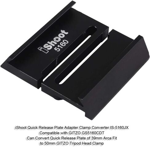 iShoot كاميرا الإفراج السريع لوحة محول المشبك محول متوافق مع GITZO GS5160CDT، يمكن تحويل لوحة الإفراج السريع من 39 مم Arca-Swiss تناسب إلى 50 مم GITZO ترايبود الرأس المشبك in Kuwait