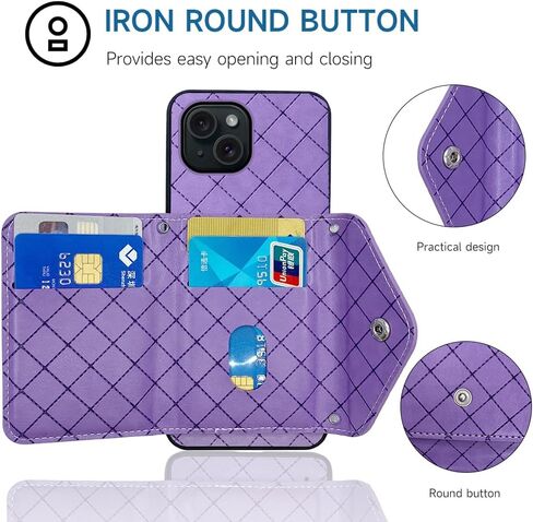 Compatible with iPhone 15 Plus 6.7 inch Wallet Case with Crossbody Shoulder Strap and Stand Leather Credit Card Holder Cell Phone Cover for i-Phone 15+ iPhone15Plus 5G i i15 + iPhone15 15Plus Blue in Saudi Arabia