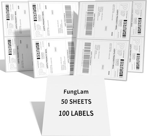 Full Sheet Shipping Labels, Full Page Labels 8.5" x 11", FungLam Shipping Labels 8.5"x 11" for Laser&Inkjet Printers, 8.5" x 11" Adhesive Shipping Label Srickers, 50 Labels. in Kuwait