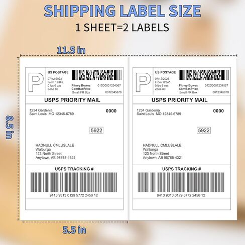 Full Sheet Shipping Labels, Full Page Labels 8.5" x 11", FungLam Shipping Labels 8.5"x 11" for Laser&Inkjet Printers, 8.5" x 11" Adhesive Shipping Label Srickers, 50 Labels. in Kuwait