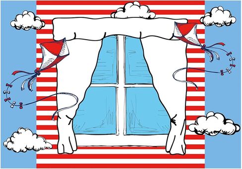 Allenjoy 82 بوصة × 59 بوصة خلفية كرتونية لنافذة طائرة ورقية خلفية للتصوير الفوتوغرافي بخطوط بيضاء وحمراء خلفية لتزيين حفلات أعياد الميلاد للأطفال، لوازم لافتة الصور in Kuwait