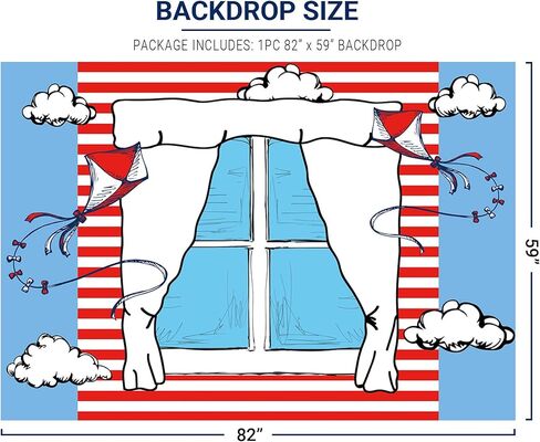 Allenjoy 82 بوصة × 59 بوصة خلفية كرتونية لنافذة طائرة ورقية خلفية للتصوير الفوتوغرافي بخطوط بيضاء وحمراء خلفية لتزيين حفلات أعياد الميلاد للأطفال، لوازم لافتة الصور in Kuwait