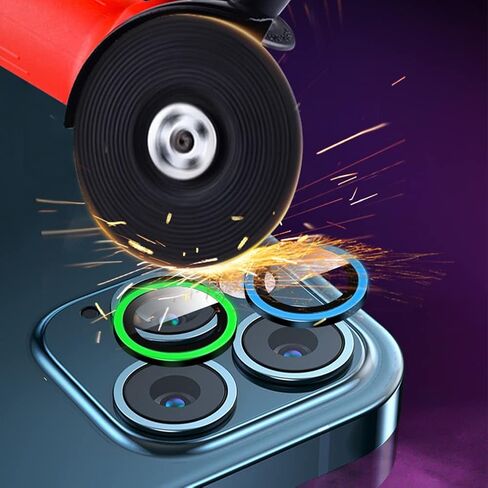 Omorro Compatible with iPhone 15 Pro/15 Pro Max Luminous Camera Lens Protector Ultra Thin Film Tempered Glass Camera Screen Protector Shockproof Cover Orange in Kuwait