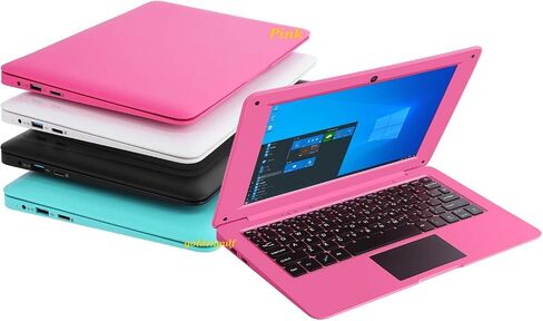 Windows 10 Computer Laptop Mini 10 Inch 32GB Ultra Thin and Light Netbook Quad Core CPU PC HDMI WiFi USB Netflix YouTube (Pink) in Saudi Arabia
