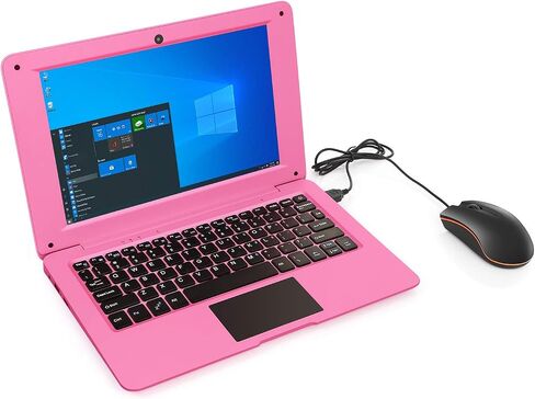Windows 10 Computer Laptop Mini 10 Inch 32GB Ultra Thin and Light Netbook Quad Core CPU PC HDMI WiFi USB Netflix YouTube (Pink) in Saudi Arabia