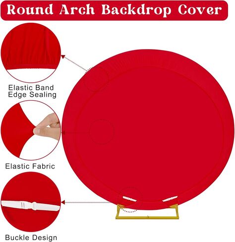 7.2ft Round Backdrop Stand and Dusty Rose Covers 1 Stable Balloon Arch Stand with Base and 1 Polyster Circle Arch Cover Metal Wedding Arch Backdrop Stand Frame for Party Baby Shower Garden Decoration in Kuwait