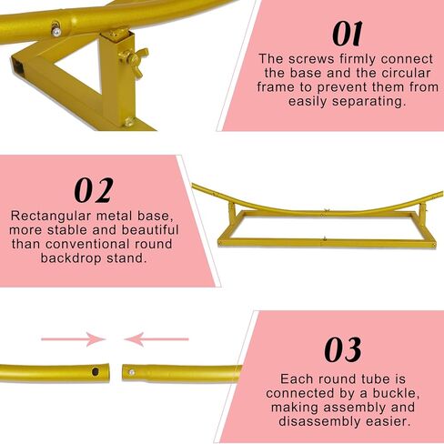 7.2ft Round Backdrop Stand and Dusty Rose Covers 1 Stable Balloon Arch Stand with Base and 1 Polyster Circle Arch Cover Metal Wedding Arch Backdrop Stand Frame for Party Baby Shower Garden Decoration in Kuwait