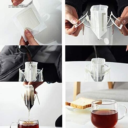 50Pcs Portable Coffee Filter Paper Bag Hanging Ear Drip Coffee Bag Single Serve Disposable Drip Coffee Filter Bag Perfect for Travel, Camping, Home, Office in Saudi Arabia