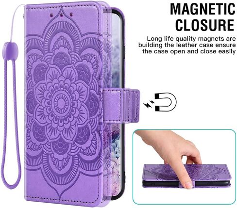 Compatible with iPhone 5S 5 SE 2016 5SE Wallet Case and Tempered Glass Screen Protector Flip Card Holder Purse Cell Phone Cover for iPhone5 iPhone5s iPhoneSE iPhone6se i 6SE iPhone5se Women Men Purple in Saudi Arabia
