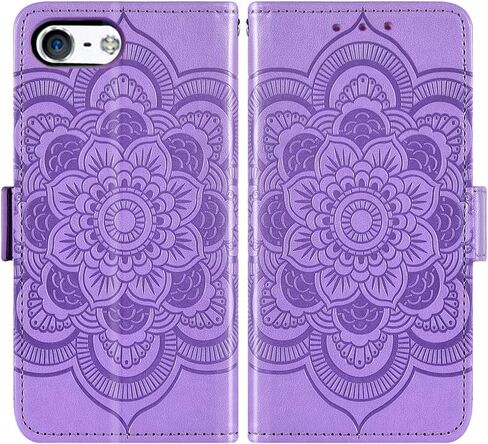 Compatible with iPhone 5S 5 SE 2016 5SE Wallet Case and Tempered Glass Screen Protector Flip Card Holder Purse Cell Phone Cover for iPhone5 iPhone5s iPhoneSE iPhone6se i 6SE iPhone5se Women Men Purple in Saudi Arabia
