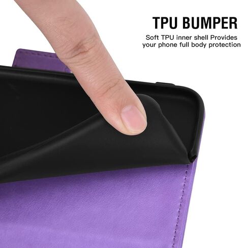 Compatible with iPhone 5S 5 SE 2016 5SE Wallet Case and Tempered Glass Screen Protector Flip Card Holder Purse Cell Phone Cover for iPhone5 iPhone5s iPhoneSE iPhone6se i 6SE iPhone5se Women Men Purple in Saudi Arabia