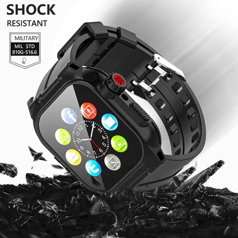 OWKEY Waterproof Apple Watch Case 45MM Series 8| 7 with 3PCS Premium Soft Silicone Band, Dropproof Shockproof Impact Resistant Rugged Protective iWatch Case Bulit-in Screen Protector in Saudi Arabia