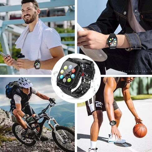 OWKEY Waterproof Apple Watch Case 45MM Series 8| 7 with 3PCS Premium Soft Silicone Band, Dropproof Shockproof Impact Resistant Rugged Protective iWatch Case Bulit-in Screen Protector in Saudi Arabia