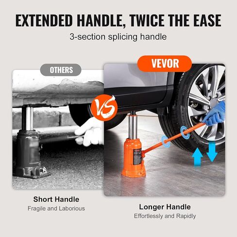 VEVOR Air Hydraulic Bottle Jack, 20 Ton/40000 LBS All Welded Bottle Jack, 10.4-19.7 inch Lifting Range, Manual Handle and Air Pump, for Car, Pickup, Truck, RV, Auto Repair, Industrial Engineering in Saudi Arabia