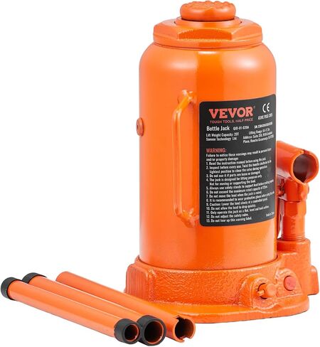VEVOR Air Hydraulic Bottle Jack, 20 Ton/40000 LBS All Welded Bottle Jack, 10.4-19.7 inch Lifting Range, Manual Handle and Air Pump, for Car, Pickup, Truck, RV, Auto Repair, Industrial Engineering in Saudi Arabia