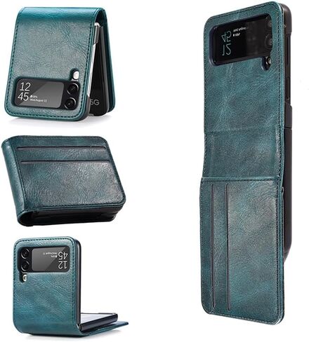 Business Wallet Case for Samsung Galaxy Z Flip 3 5G with Card Holder, Premium PU Leather Phone Cover Case for Samsung Galaxy Z Flip 3 (Black_Horizontal) in Saudi Arabia