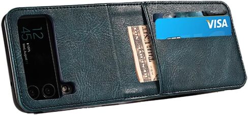 Business Wallet Case for Samsung Galaxy Z Flip 3 5G with Card Holder, Premium PU Leather Phone Cover Case for Samsung Galaxy Z Flip 3 (Black_Horizontal) in Saudi Arabia