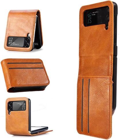 Business Wallet Case for Samsung Galaxy Z Flip 3 5G with Card Holder, Premium PU Leather Phone Cover Case for Samsung Galaxy Z Flip 3 (Black_Horizontal) in Saudi Arabia