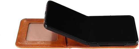 Business Wallet Case for Samsung Galaxy Z Flip 3 5G with Card Holder, Premium PU Leather Phone Cover Case for Samsung Galaxy Z Flip 3 (Black_Horizontal) in Saudi Arabia
