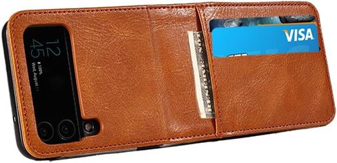 Business Wallet Case for Samsung Galaxy Z Flip 3 5G with Card Holder, Premium PU Leather Phone Cover Case for Samsung Galaxy Z Flip 3 (Black_Horizontal) in Saudi Arabia