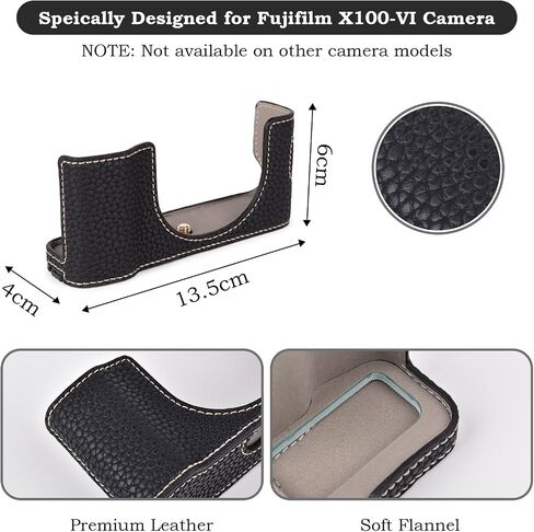 X100VI Case,PU Leather Camera Half Case Compatible with Fujifilm X100VI Digital Camera - Black in Saudi Arabia